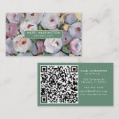 Carte De Visite Code QR numérisable Abstrait floral  (Devant / Derrière)