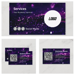 Carte De Visite Code QR numérisable du logo moderne violet