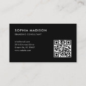 Carte De Visite Code QR numérisable minimaliste noir (Dos)