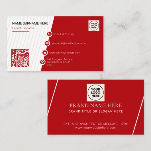 Carte De Visite Code QR officiel rouge moderne professionnel (Devant / Derrière)