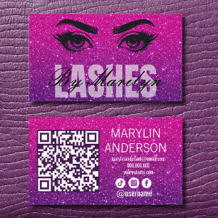 Carte De Visite Code QR Ombre Lash Tech Parties scintillant gras é