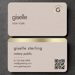 Carte De Visite Code QR Or Neutre de Notaire Public