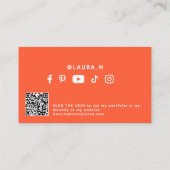 Carte De Visite Code QR orange influenceuse beauté moderne  (Dos)