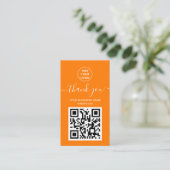 Carte De Visite Code QR Orange moderne Commandez merci (Debout devant)