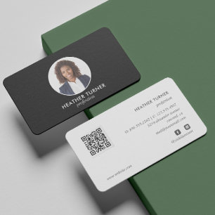 Carte De Visite CODE QR ou logo professionnel photo en casque noir