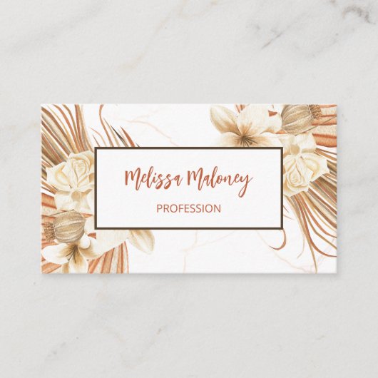 Carte De Visite Code QR | Pampas Aquarelle de graisse Boho (Devant)