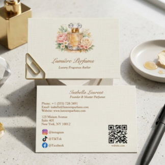 Carte De Visite Code QR Parfum Aquarelle Élégante Réseaux Sociaux