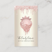 Carte De Visite Code QR Parties scintillant de fraise rose Confect (Devant)