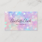 Carte De Visite Code QR Parties scintillant Opale Iridescente (Devant)