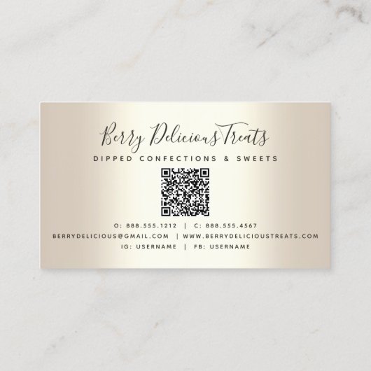 Carte De Visite Code QR Parties scintillant rose fraise Confection (Dos)