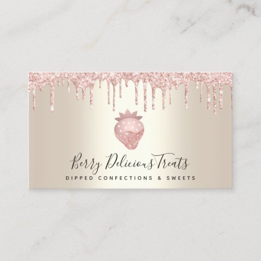 Carte De Visite Code QR Parties scintillant rose fraise Confection (Devant)