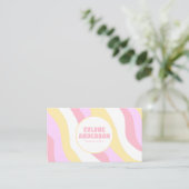 Carte De Visite Code QR pastel rétro rose 70s Boho Groovy féminin (Debout devant)