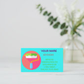 Carte De Visite Code QR Peintre Professionnel Moderne Cyan (Debout devant)