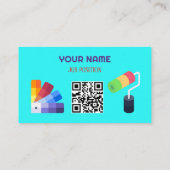 Carte De Visite Code QR Peintre Professionnel Moderne Cyan (Dos)