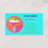 Carte De Visite Code QR Peintre Professionnel Moderne Cyan (Devant)