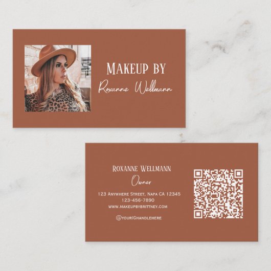 Carte De Visite Code QR personnalisable pour Maquillage avec écrit (Devant / Derrière)
