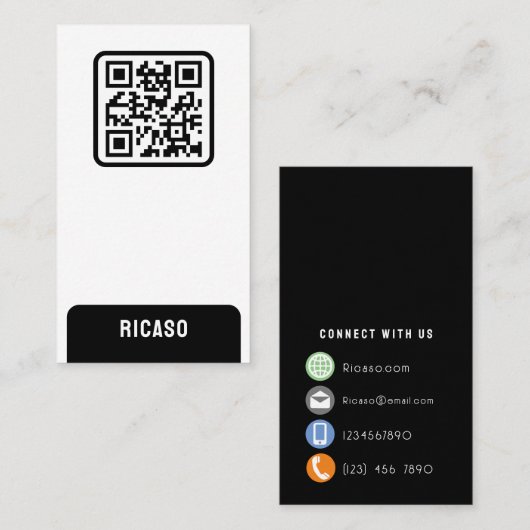 Carte De Visite Code QR personnalisé (Devant / Derrière)