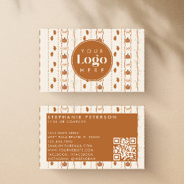 Carte De Visite Code QR personnalisé Automne rustique Citrouille