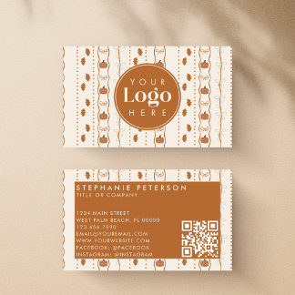 Carte De Visite Code QR personnalisé Automne rustique Citrouille