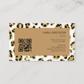 Carte De Visite Code QR personnalisé avec impression de léopard gu (Dos)