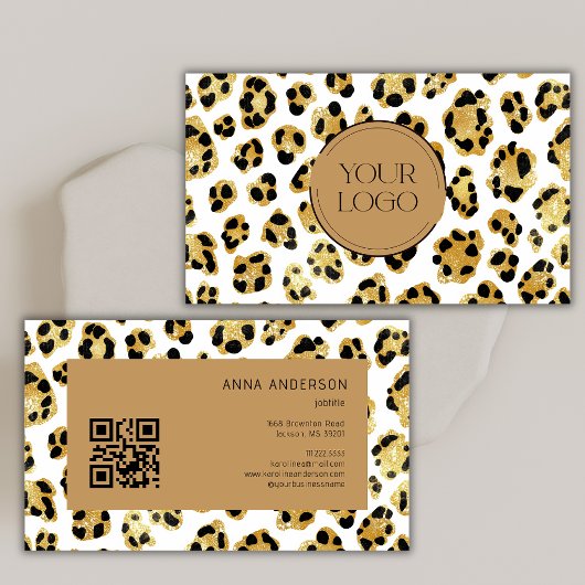 Carte De Visite Code QR personnalisé avec impression de léopard gu