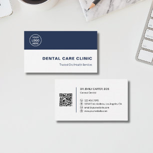 Carte De Visite Code QR personnalisé avec logo pour clinique denta