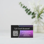 Carte De Visite Code QR personnalisé avec ombre violette professio (Debout devant)