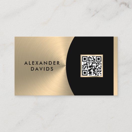 Carte De Visite Code QR personnalisé Black Gold (Devant)