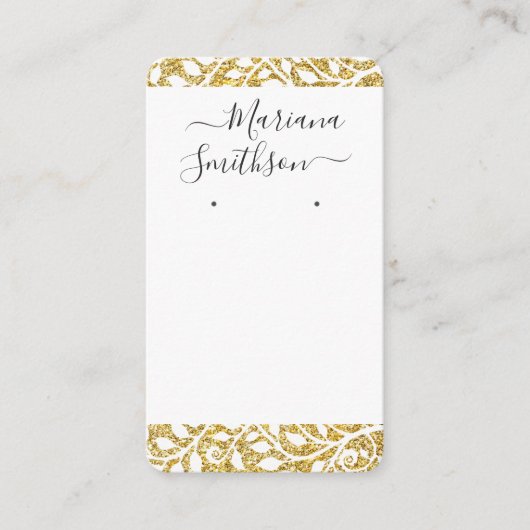 Carte De Visite Code QR personnalisé Boucles d'oreilles en or blan (Devant)