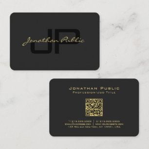 Carte De Visite Code QR personnalisé Calligraphie Or Texte Euro Ta