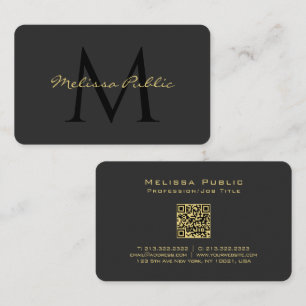 Carte De Visite Code QR personnalisé Calligraphie or Texte Nom Scr