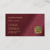 Carte De Visite Code QR personnalisé Code Bordeaux Gold Calligraph (Dos)