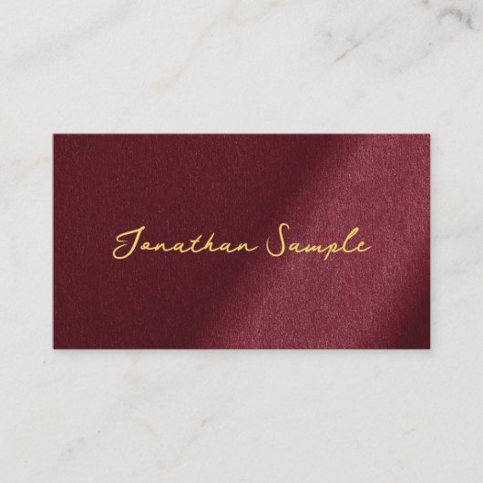 Carte De Visite Code QR personnalisé Code Bordeaux Gold Calligraph (Devant)