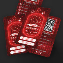 Code QR personnalisé de boulangerie rose néon roug