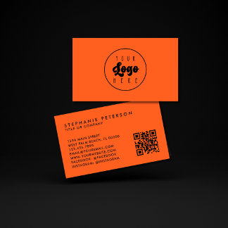Carte De Visite Code QR personnalisé de la société avec logo orang