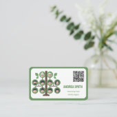 Carte De Visite Code QR personnalisé de l'arborescence de la famil (Debout devant)