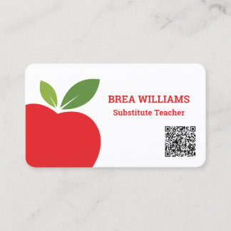 Carte De Visite Code QR personnalisé de l'enseignant suppléant du