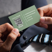 Carte De Visite Code QR personnalisé de photo moderne vert