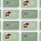 Carte De Visite Code QR personnalisé de photo moderne vert