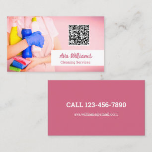 Carte De Visite Code QR personnalisé des services de nettoyage