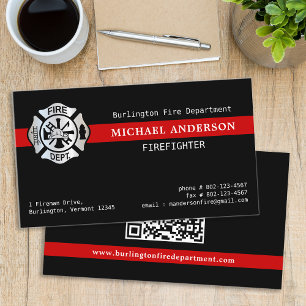 Carte De Visite Code QR personnalisé du logo du service d'incendie