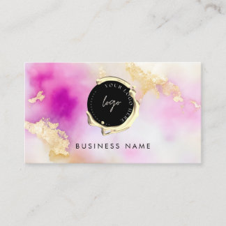 Carte De Visite Code QR personnalisé et logo unique Aquarelle rose