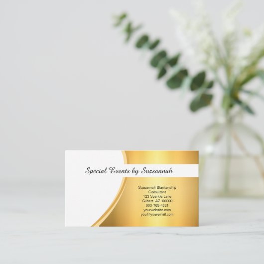 Carte De Visite Code QR personnalisé Gold Flare professionnel (Debout devant)