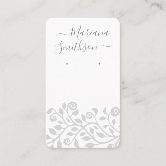 Carte De Visite Code QR personnalisé Gris Blanc Boucles d'oreilles (Devant)