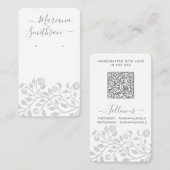 Carte De Visite Code QR personnalisé Gris Blanc Boucles d'oreilles (Devant / Derrière)