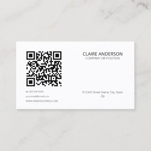 Carte De Visite Code QR personnalisé Logo blanc moderne personnali (Devant)