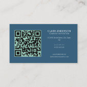 Carte De Visite Code QR personnalisé Logo bleu moderne personnalis (Devant)