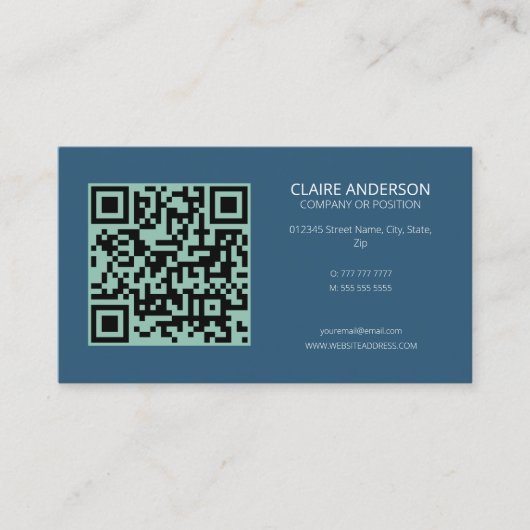 Carte De Visite Code QR personnalisé Logo bleu moderne personnalis (Devant)