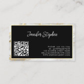 Carte De Visite Code QR personnalisé & Logo Marbre Blanc Or Unique (Dos)