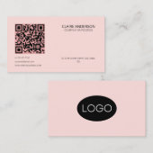 Carte De Visite Code QR personnalisé Logo personnalisé rose modern (Devant / Derrière)